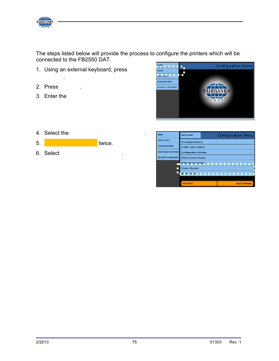Programming the printer | Fairbanks FB2550 DAT SERIES DRIVER ACCESS TERMINAL User Manual | Page 75 / 159