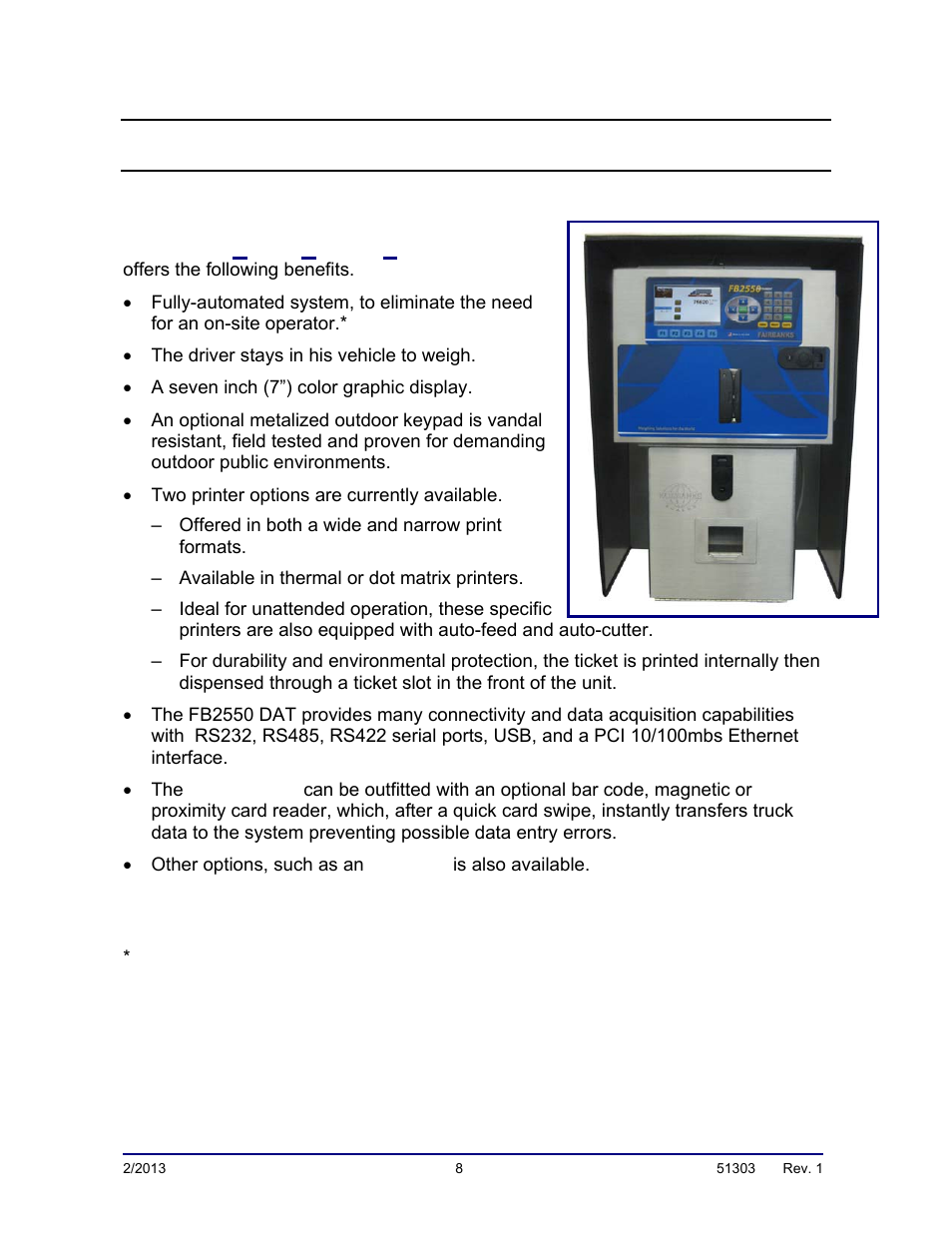 Introduction | Fairbanks FB2550 DAT SERIES DRIVER ACCESS TERMINAL User Manual | Page 8 / 159