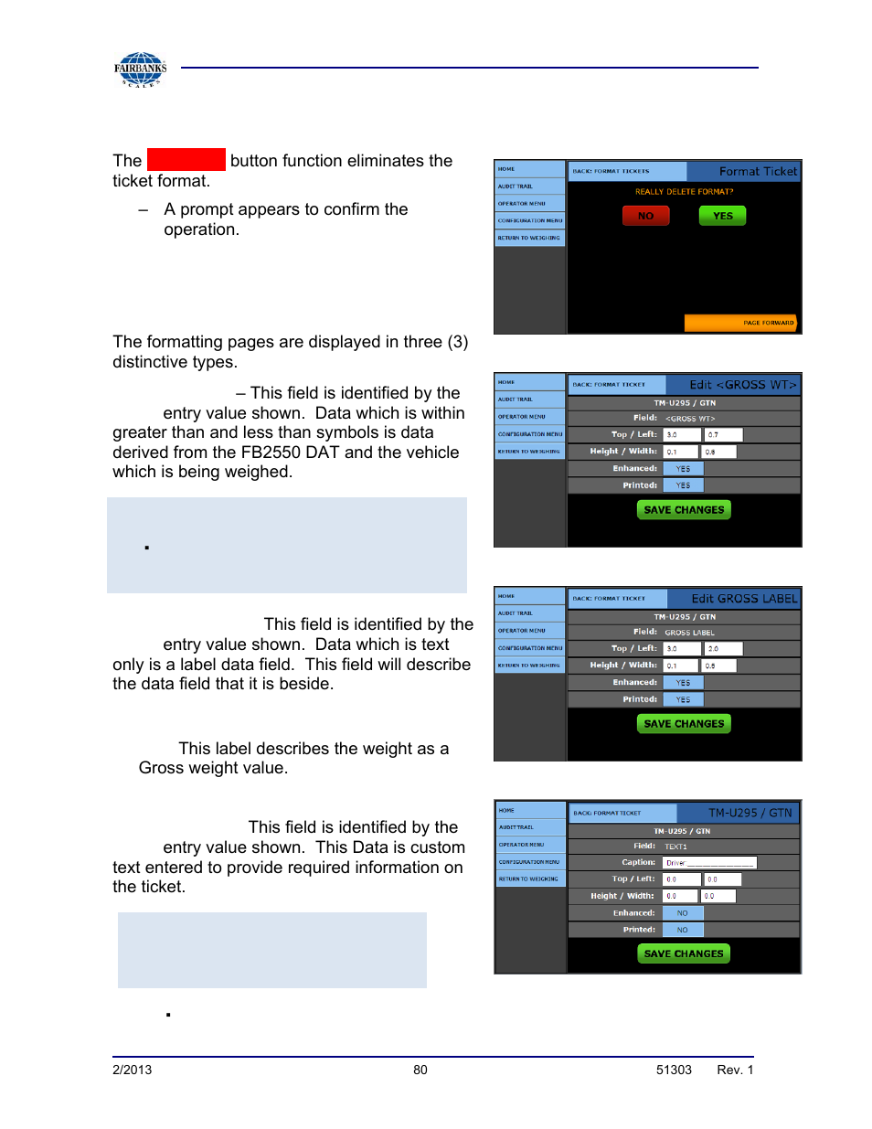 Format tickets, continued | Fairbanks FB2550 DAT SERIES DRIVER ACCESS TERMINAL User Manual | Page 80 / 159