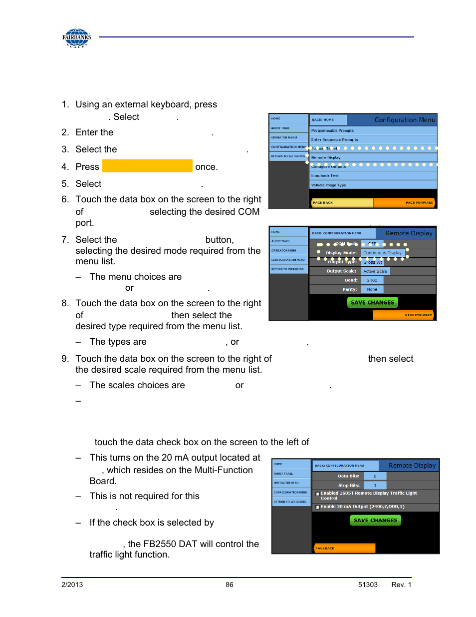 Serial 20ma configuration (serial expansion board) | Fairbanks FB2550 DAT SERIES DRIVER ACCESS TERMINAL User Manual | Page 86 / 159