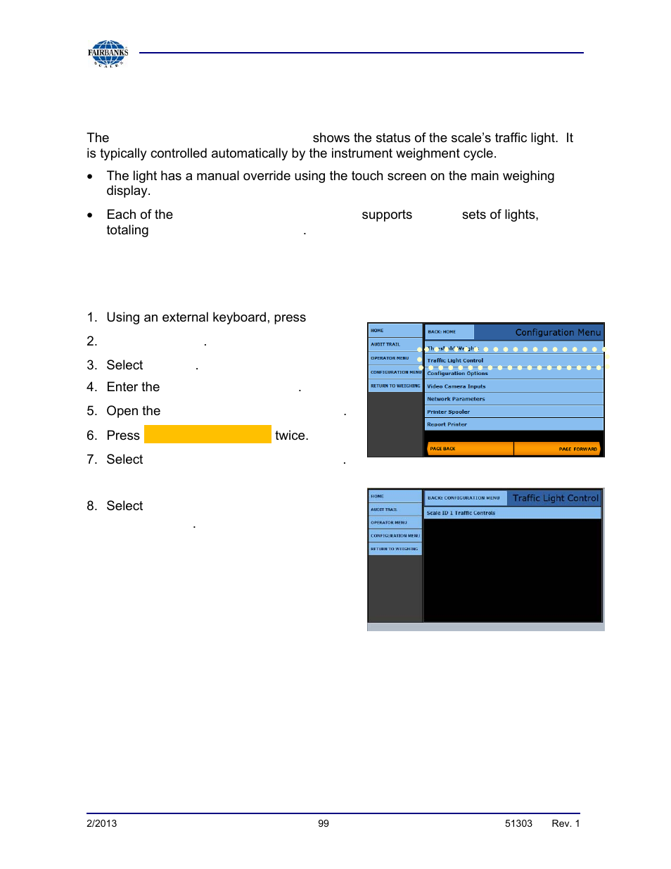 Programming the traffic light control | Fairbanks FB2550 DAT SERIES DRIVER ACCESS TERMINAL User Manual | Page 99 / 159