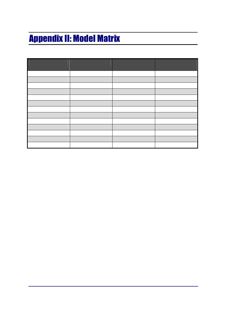 Appendix ii: model matrix | Fairbanks Aegis Industrial Mild Steel User Manual | Page 26 / 30