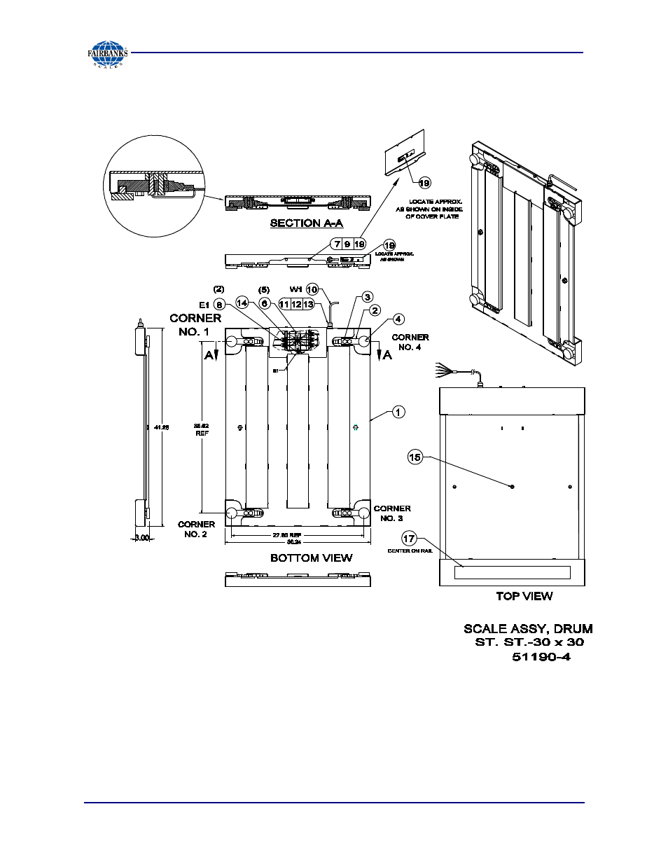 30 x 30 parts diagram (p/n 28379) | Fairbanks Aegis Drum Scales User Manual | Page 27 / 34