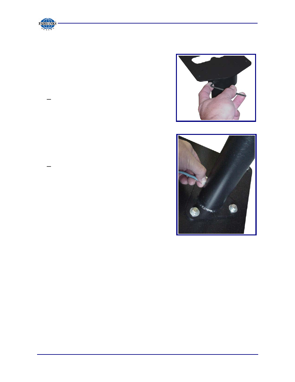 Pillar installation steps, One quarter inch (¼”) allen screws, One eighth inch | Allen wrench | Fairbanks Aegis Coil Scales User Manual | Page 28 / 42