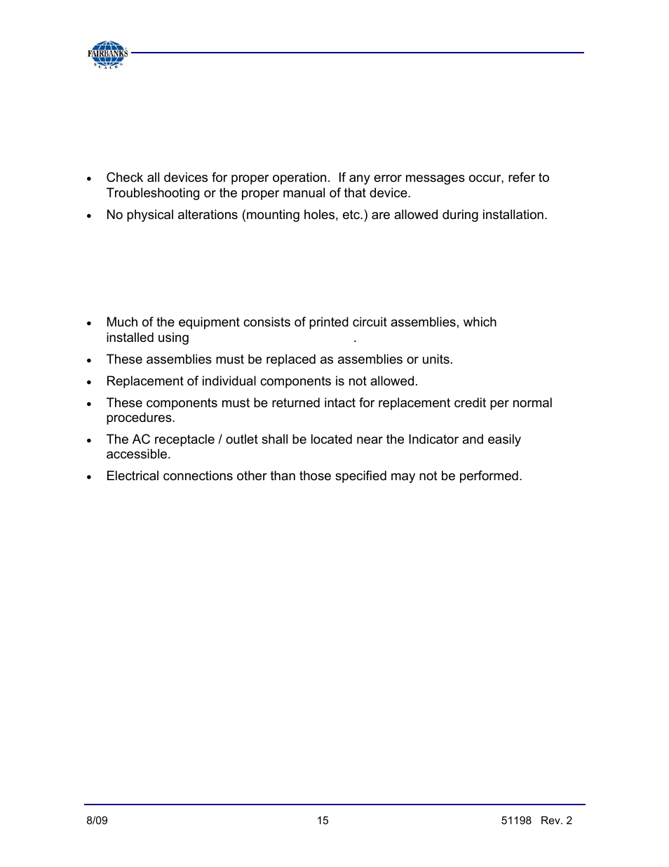 Overview, Electronic component care | Fairbanks BlueLineFS Scale System User Manual | Page 15 / 24