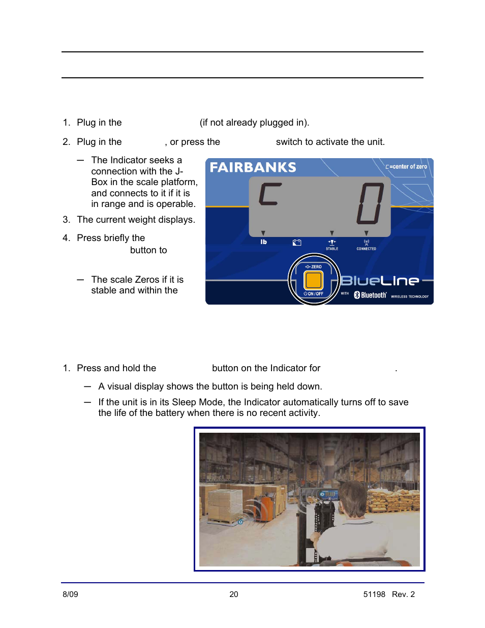 Basic scale operations, Shutting down the scale unit | Fairbanks BlueLineFS Scale System User Manual | Page 20 / 24