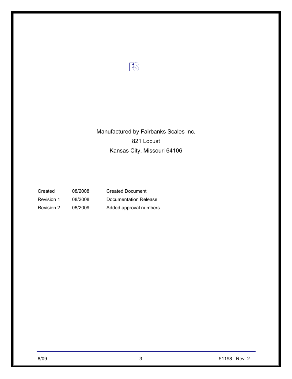Amendment record, Blueline scale system, With bluetooth | Technology | Fairbanks BlueLineFS Scale System User Manual | Page 3 / 24