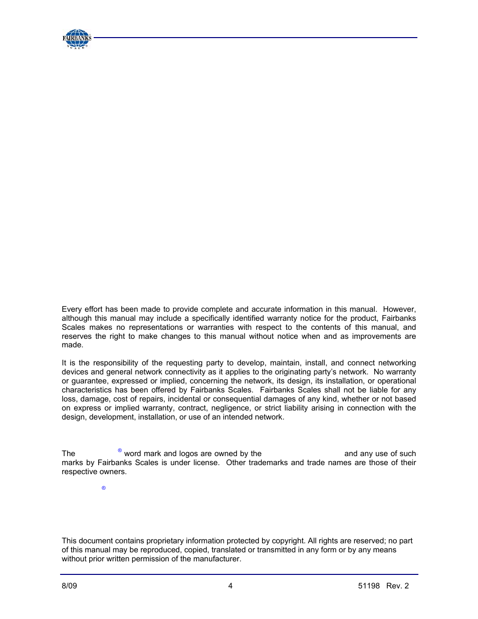 Disclaimer | Fairbanks BlueLineFS Scale System User Manual | Page 4 / 24