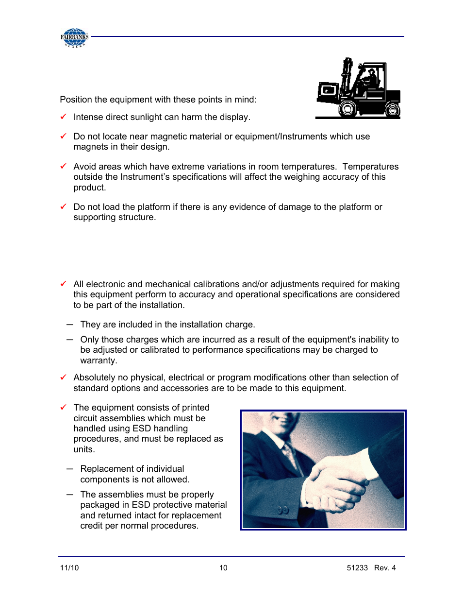 Equipment checkout, Users’ responsibility | Fairbanks 3500 Series Yellow Jacket User Manual | Page 10 / 26