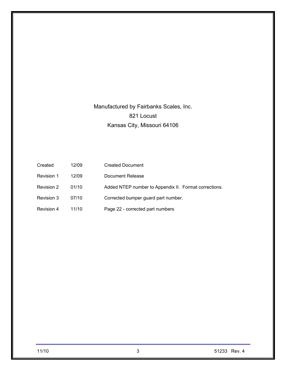 Amendment record, 3500 series mild steel floor scale | Fairbanks 3500 Series Yellow Jacket User Manual | Page 3 / 26