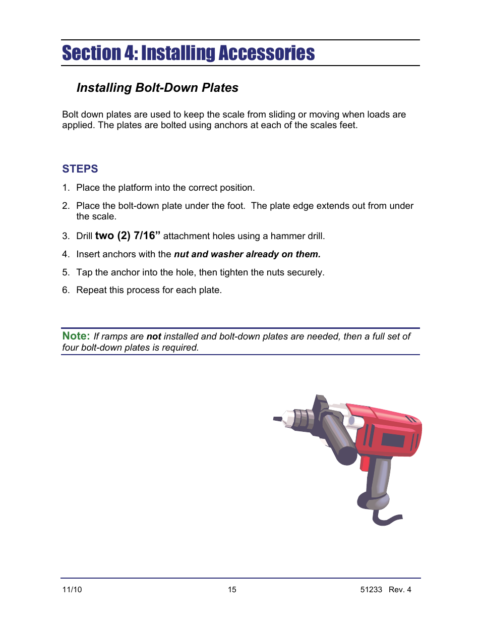 Installing bolt-down plates | Fairbanks FB1100 Series Yellow Jacket FS Package (30047, 30048) User Manual | Page 59 / 70