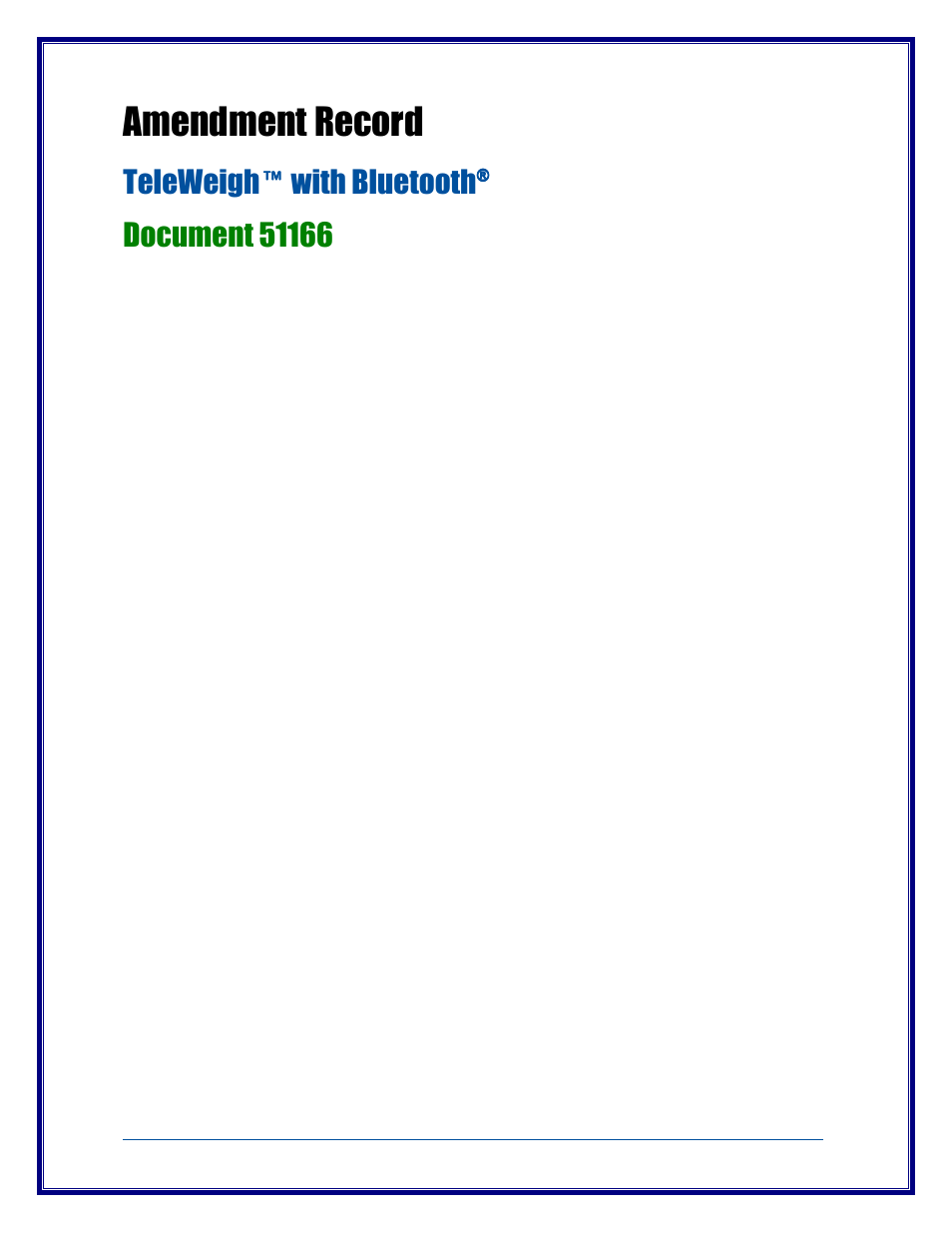 Amendment record, Teleweigh™ ™ ™ ™ with bluetooth | Fairbanks 27135 TeleWeigh with Bluetooth User Manual | Page 3 / 18