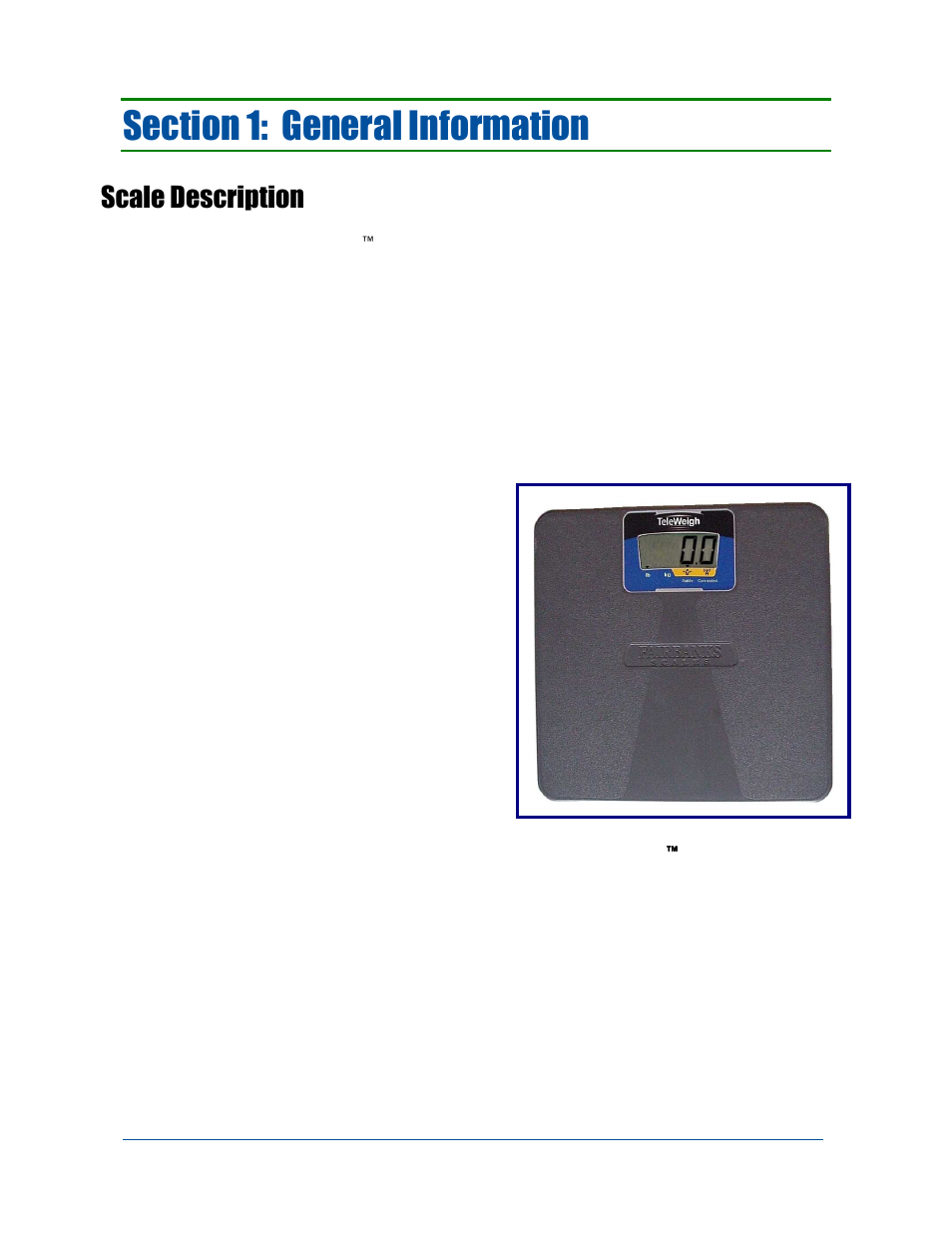 Scale description | Fairbanks 27135 TeleWeigh with Bluetooth User Manual | Page 6 / 18