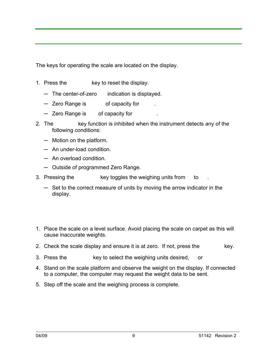 Operating controls, General operating procedures | Fairbanks 26889 Slimline Health Scale User Manual | Page 9 / 16