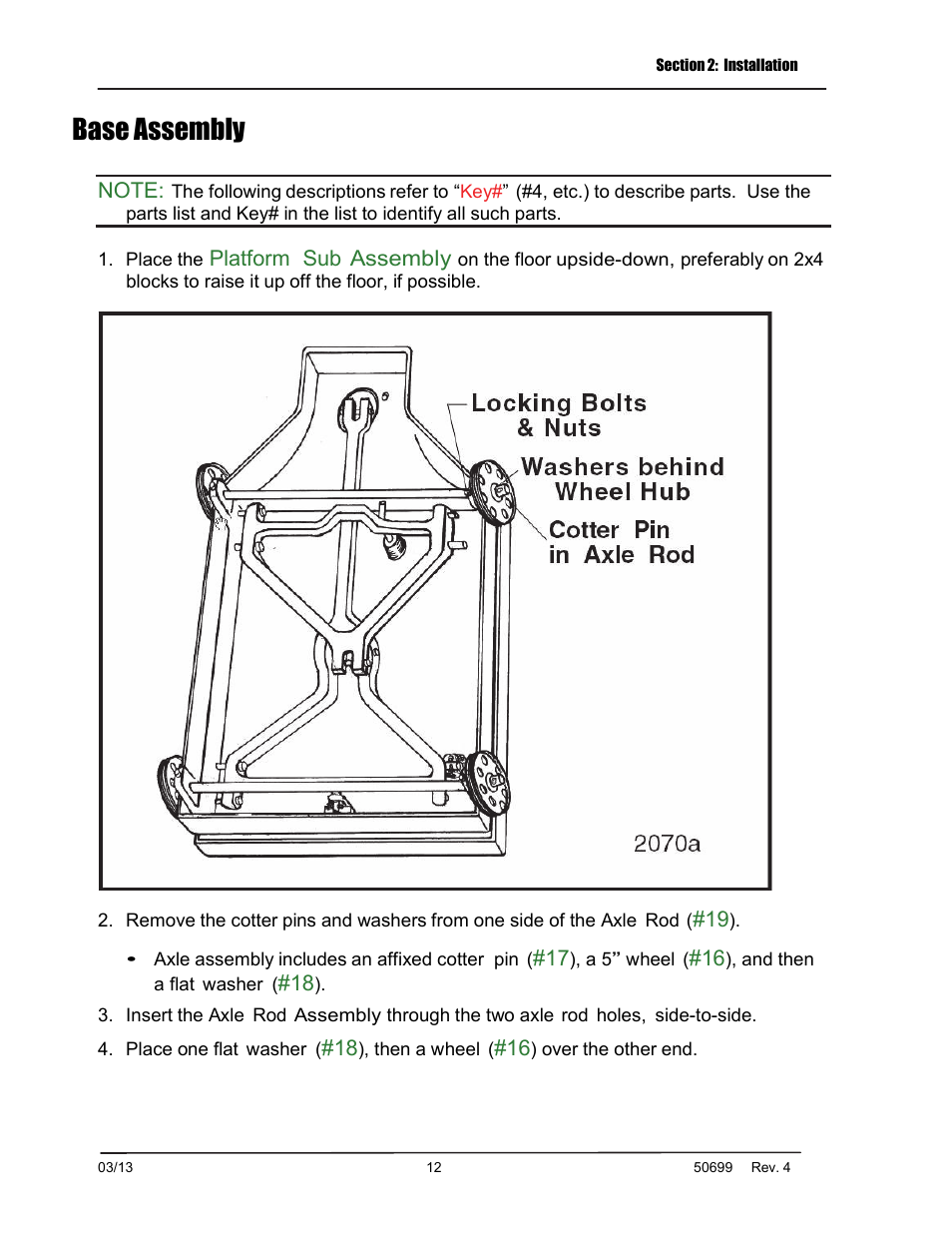 Base assembly, Platform sub assembly | Fairbanks BPP2000 Portable Platform Scale User Manual | Page 12 / 22