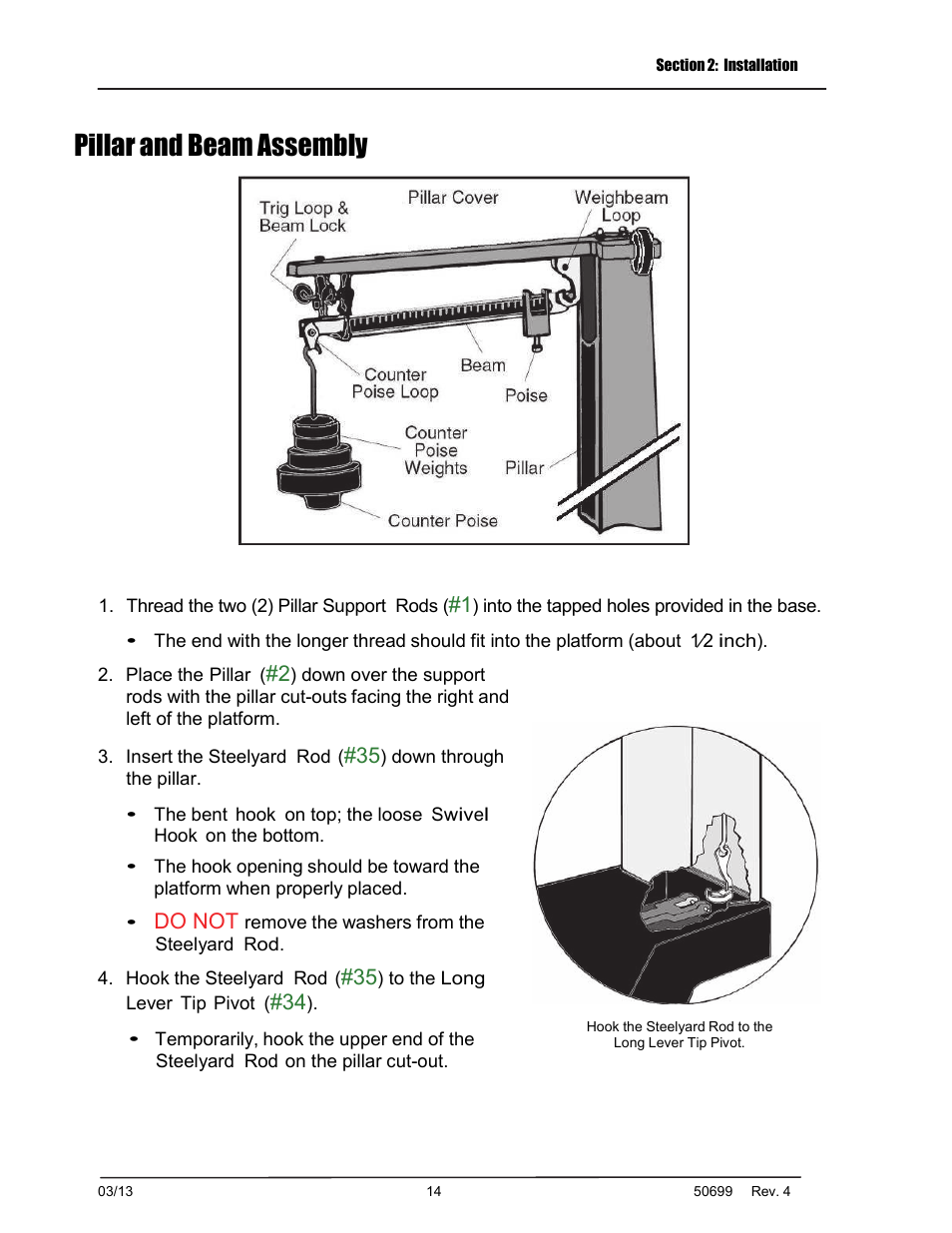 Pillar and beam assembly, Do not | Fairbanks BPP2000 Portable Platform Scale User Manual | Page 14 / 22