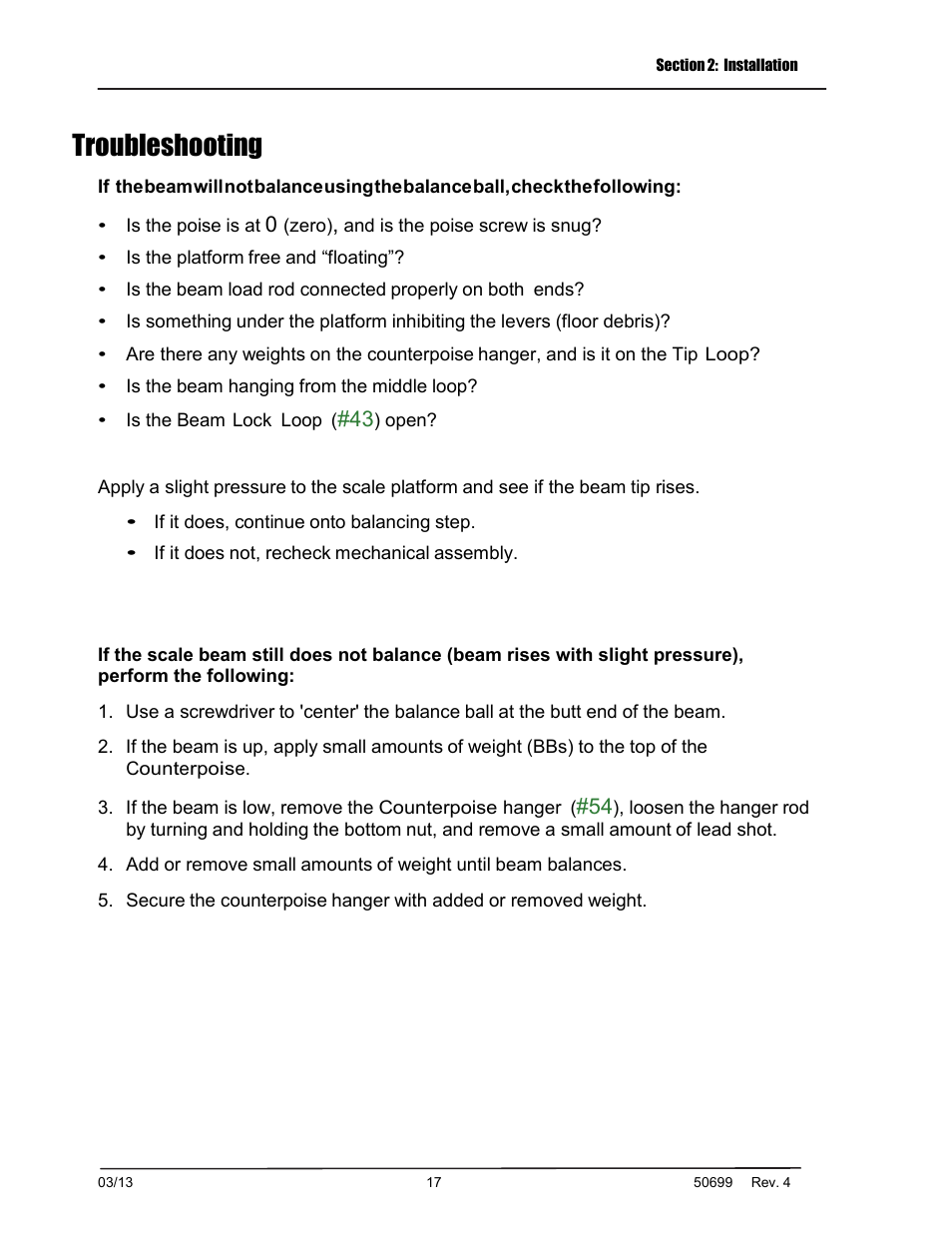 Troubleshooting | Fairbanks BPP2000 Portable Platform Scale User Manual | Page 17 / 22