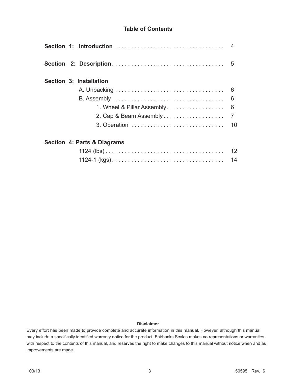 Fairbanks 1124-1 Portable Platform Scale User Manual | Page 3 / 16