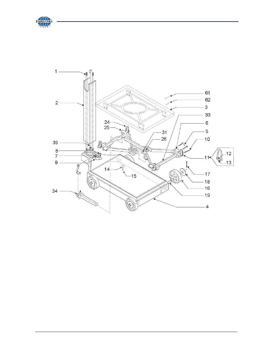 Platform parts diagram | Fairbanks 1100 Series Portable Utility Scale with Rechargeable battery-powered FB1100 ABS User Manual | Page 17 / 22