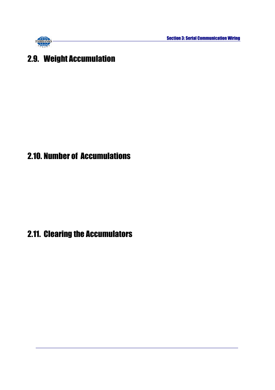 Weight accumulation, Number of accumulations, Clearing the accumulators | Fairbanks FB2255 Series Instrument PC2255 PC Software Utility Program User Manual | Page 18 / 79