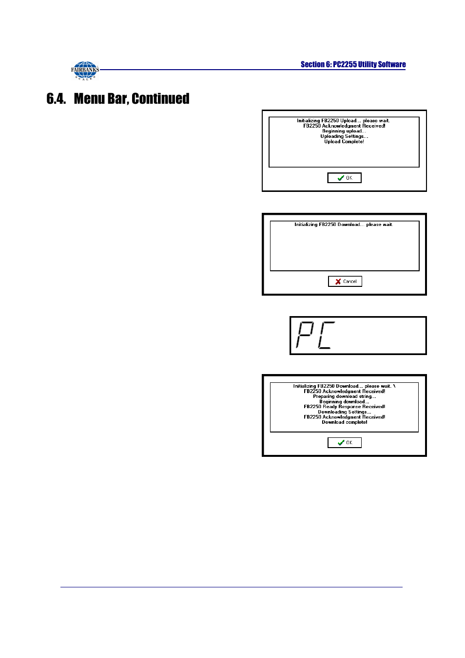 Menu bar, continued | Fairbanks FB2255 Series Instrument PC2255 PC Software Utility Program User Manual | Page 52 / 79