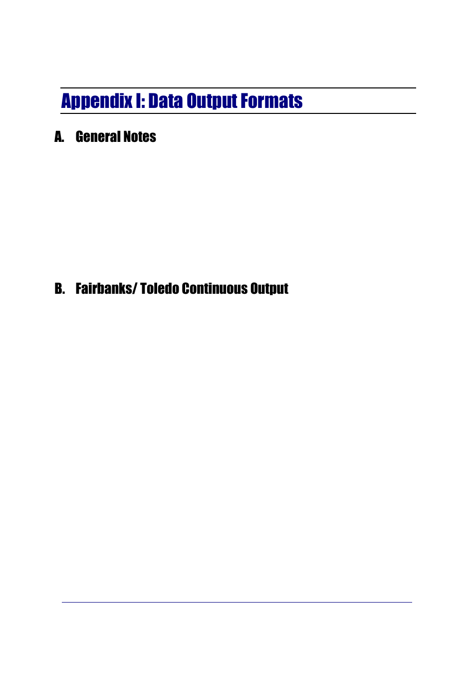 Appendix i: data output formats, B. fairbanks/ toledo continuous output | Fairbanks FB2255 Series Instrument PC2255 PC Software Utility Program User Manual | Page 65 / 79