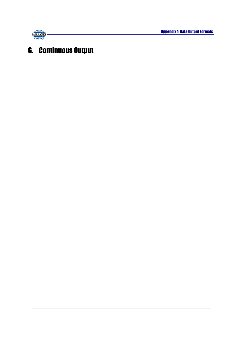 G. continuous output | Fairbanks FB2255 Series Instrument PC2255 PC Software Utility Program User Manual | Page 70 / 79