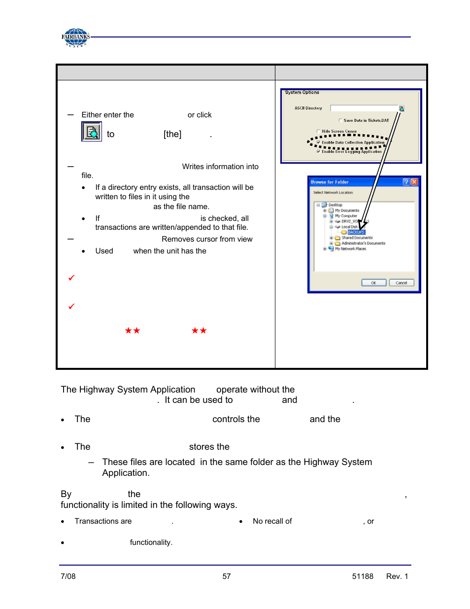 Default_fees.ini, Blind_ctr.ini, Enable data collection & reporting application | Fairbanks FB3000 Highway System Application User Manual | Page 57 / 96