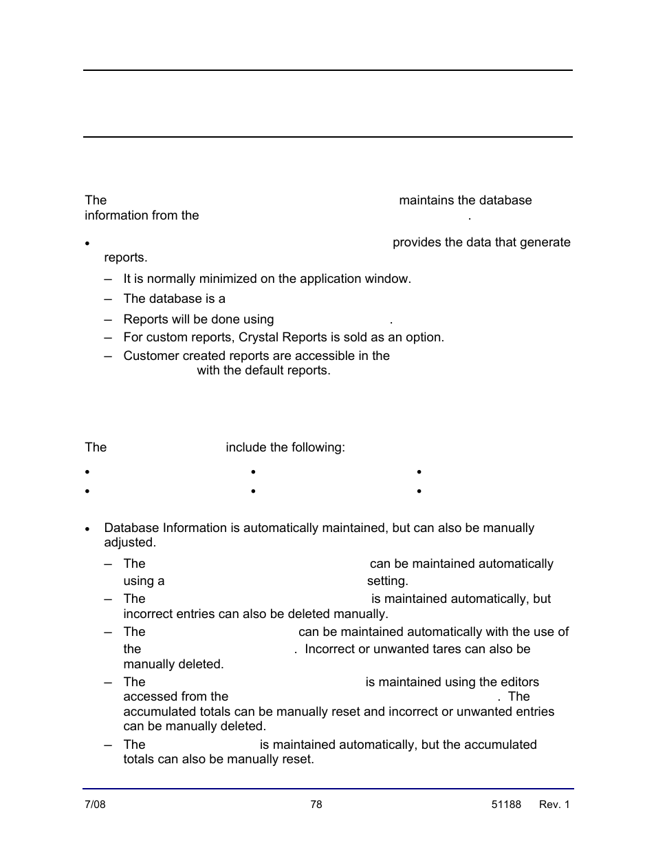 Introduction, Further description, Data collection & reporting application | Mysql server 5.0 application, Crystal reports, Default reports, Delete data older than, Tare expiration days | Fairbanks FB3000 Highway System Application User Manual | Page 78 / 96