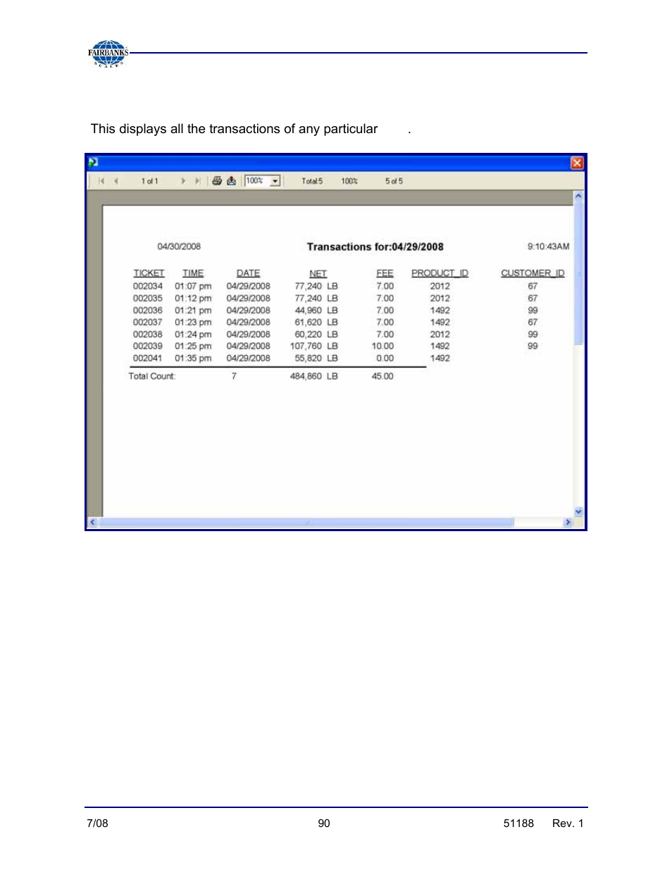 Daily report | Fairbanks FB3000 Highway System Application User Manual | Page 90 / 96