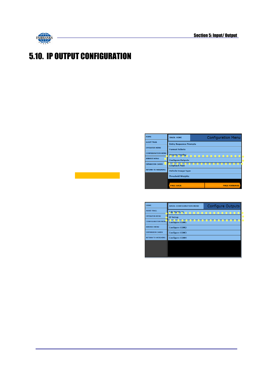 Ip output configuration | Fairbanks FB2550 SERIES User Manual | Page 106 / 186