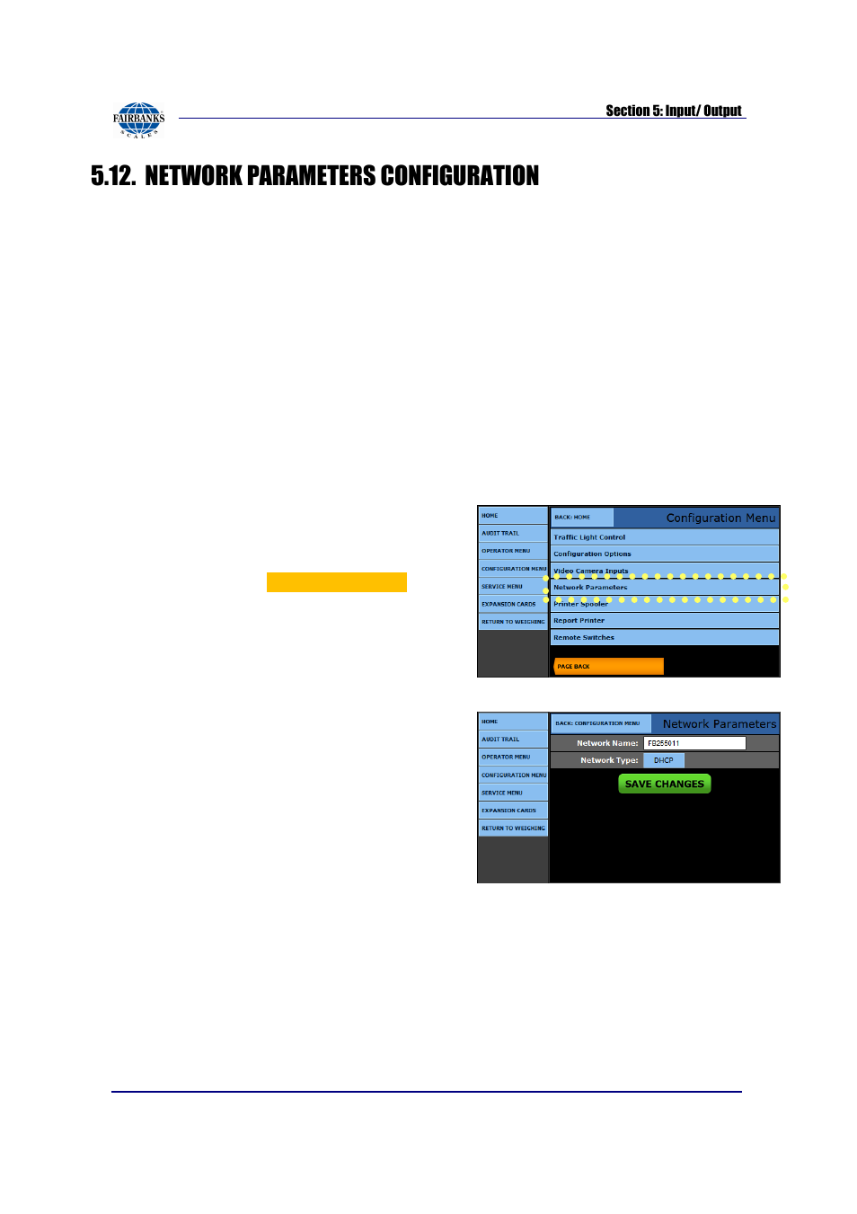 Network parameters configuration | Fairbanks FB2550 SERIES User Manual | Page 110 / 186
