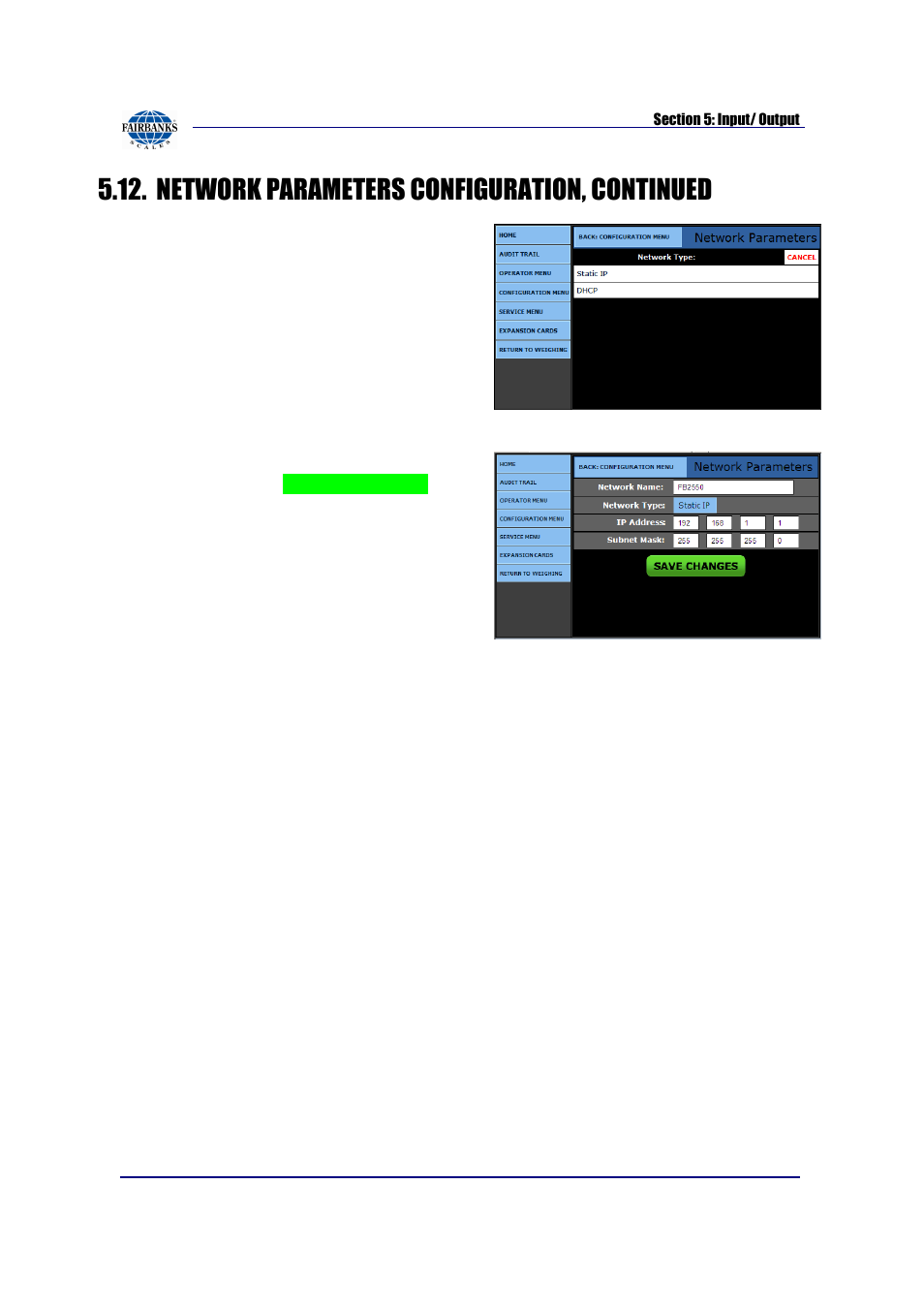 Network parameters configuration, continued | Fairbanks FB2550 SERIES User Manual | Page 111 / 186