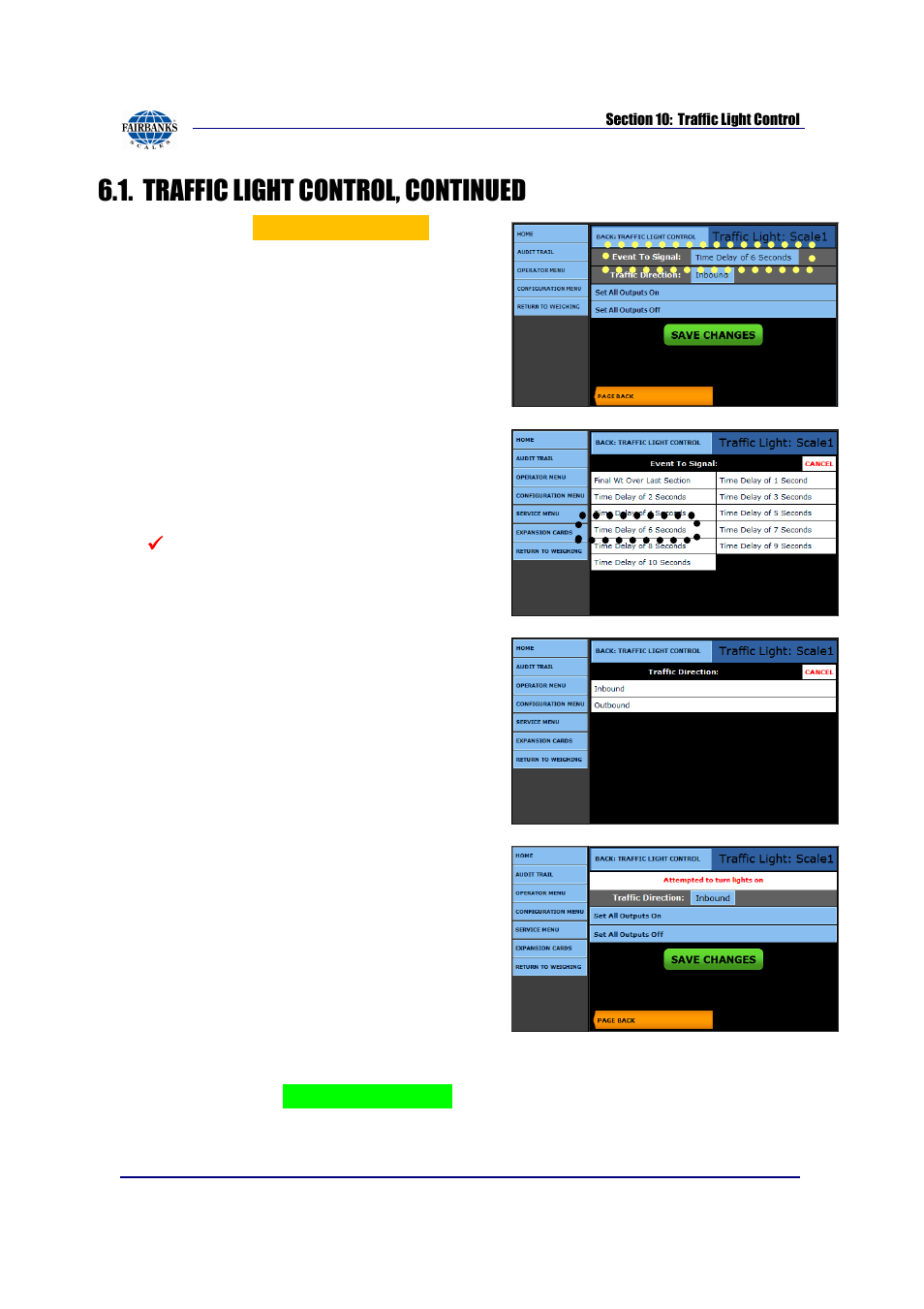 Traffic light control, continued | Fairbanks FB2550 SERIES User Manual | Page 126 / 186