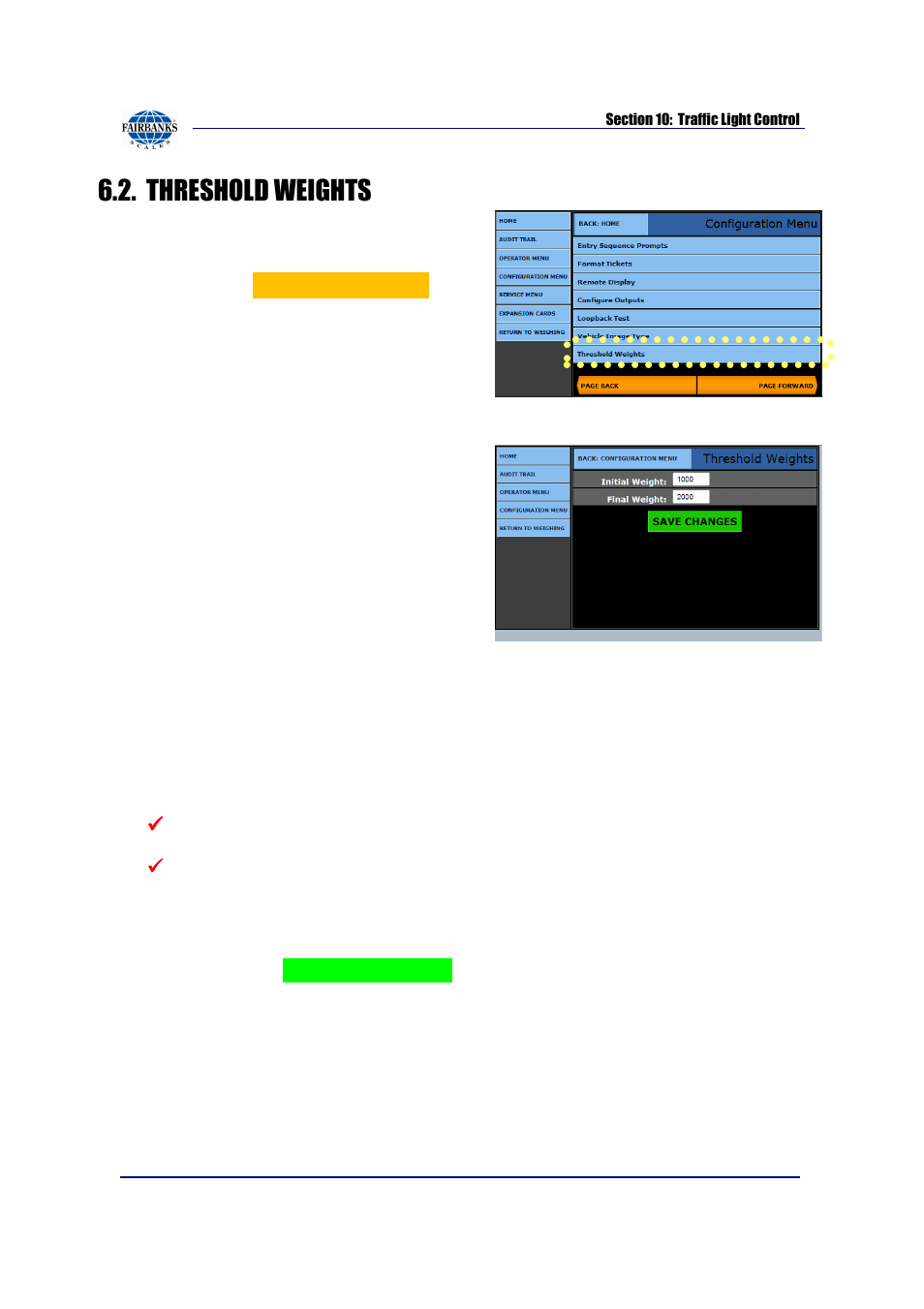 Threshold weights | Fairbanks FB2550 SERIES User Manual | Page 128 / 186