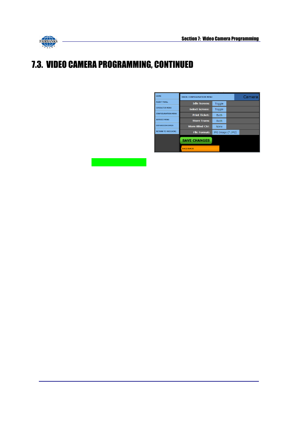 Video camera programming, continued | Fairbanks FB2550 SERIES User Manual | Page 138 / 186