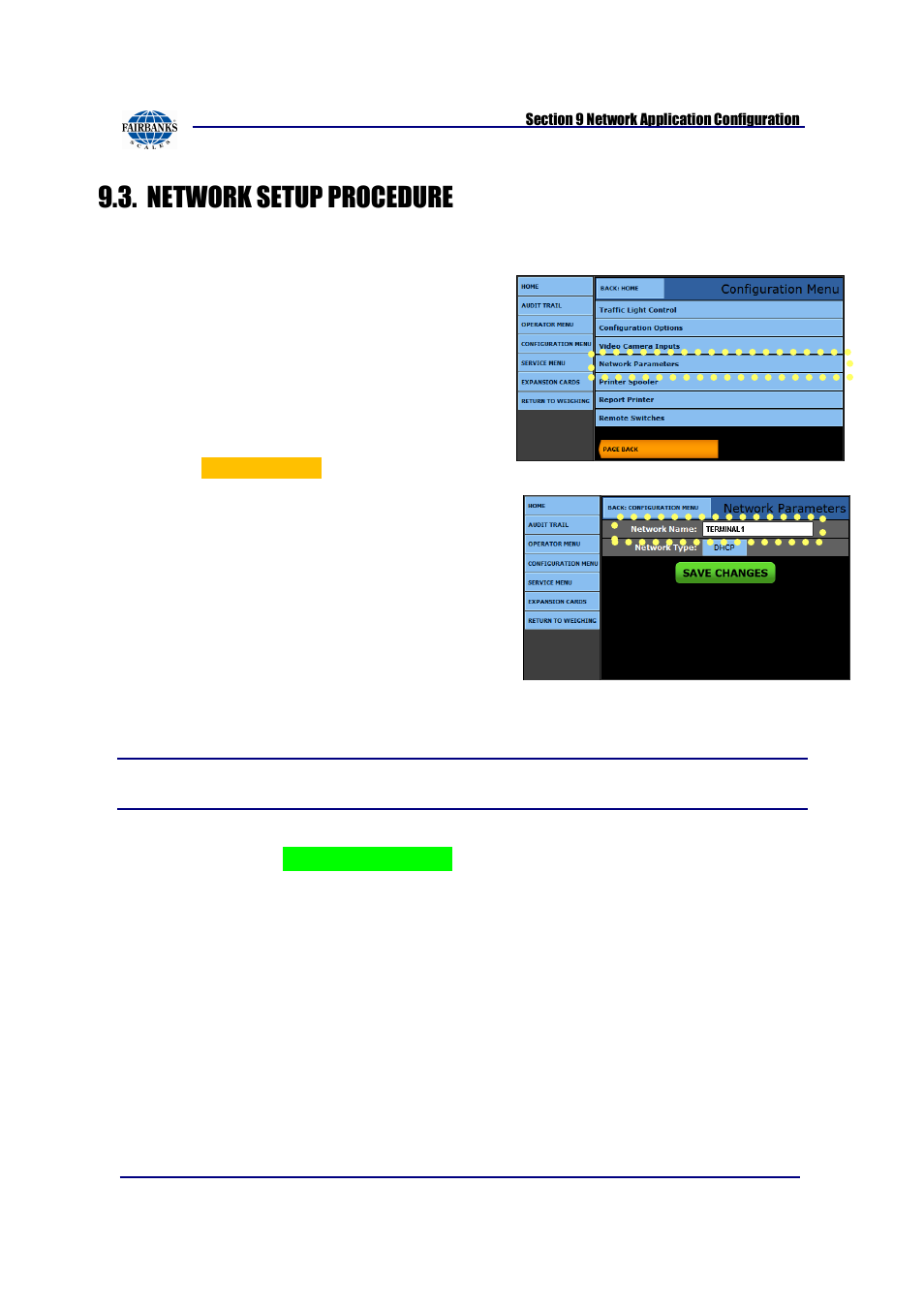 Network setup procedure, Network terminal name | Fairbanks FB2550 SERIES User Manual | Page 156 / 186