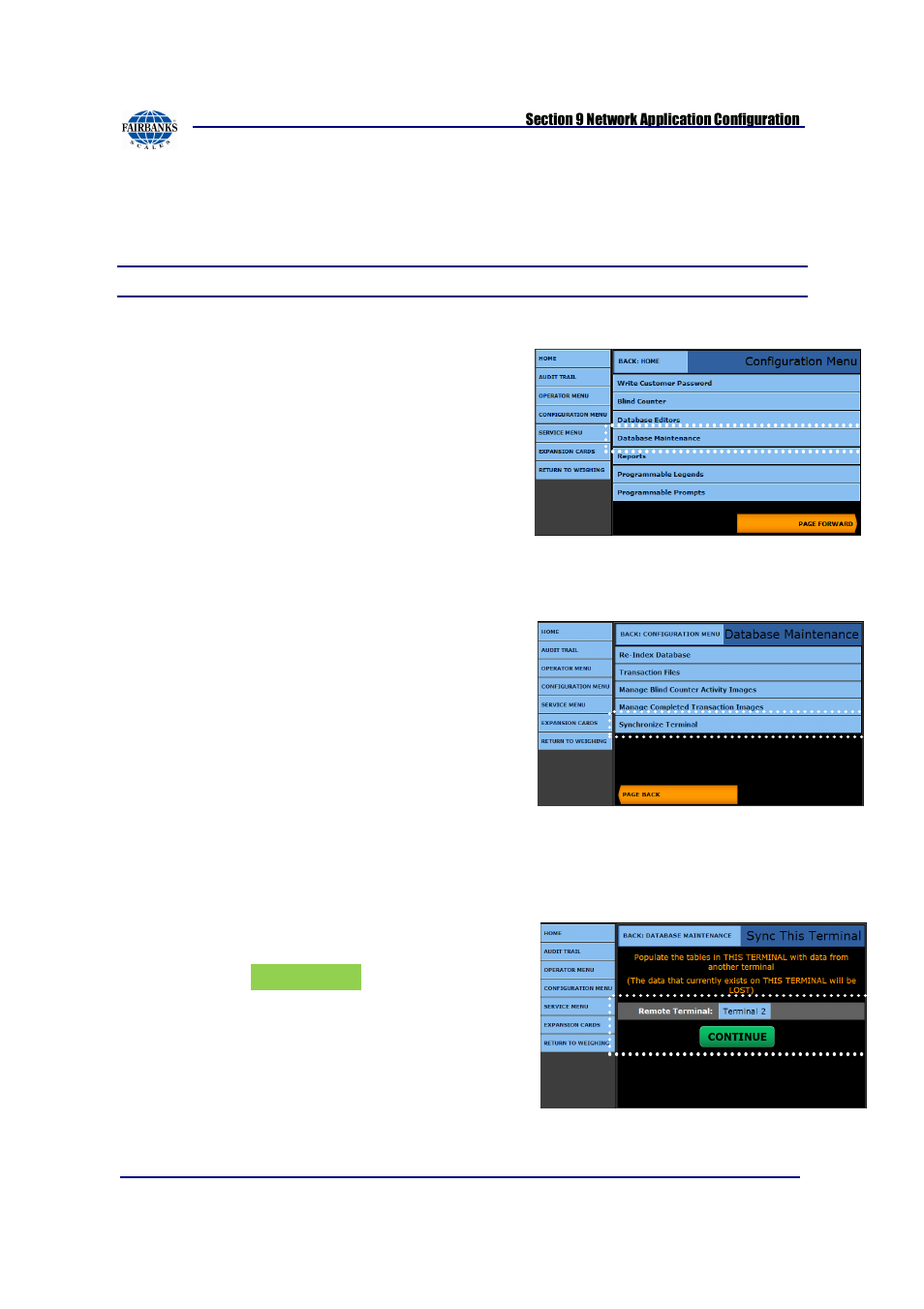 Synchronizing this terminal | Fairbanks FB2550 SERIES User Manual | Page 157 / 186