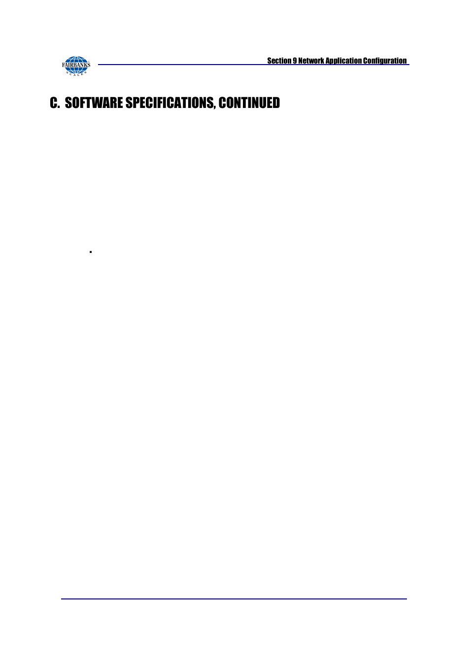 C. software specifications, continued, Input | Fairbanks FB2550 SERIES User Manual | Page 161 / 186