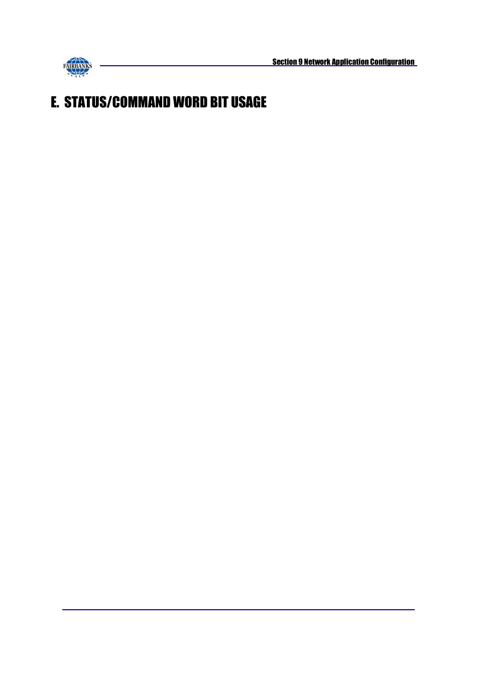 E. status/command word bit usage | Fairbanks FB2550 SERIES User Manual | Page 168 / 186