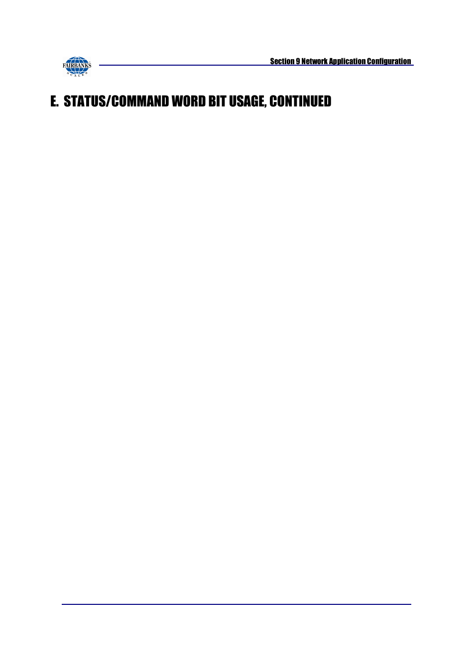 E. status/command word bit usage, continued | Fairbanks FB2550 SERIES User Manual | Page 170 / 186