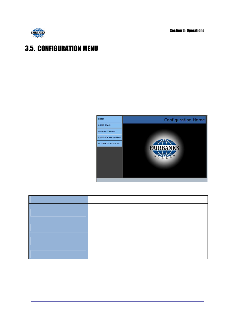 Configuration menu | Fairbanks FB2550 SERIES User Manual | Page 22 / 186