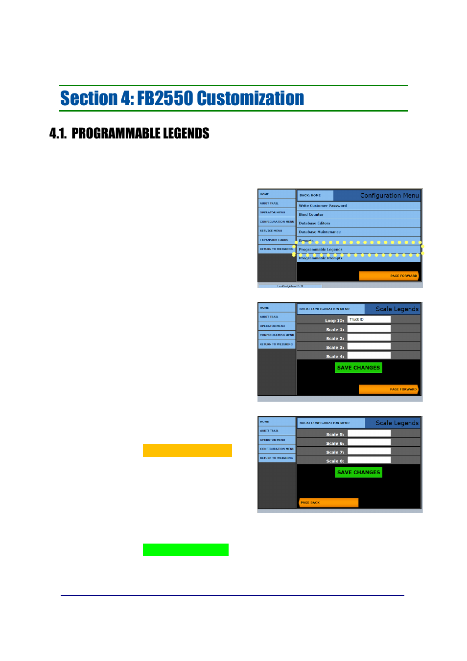 Programmable legends | Fairbanks FB2550 SERIES User Manual | Page 52 / 186