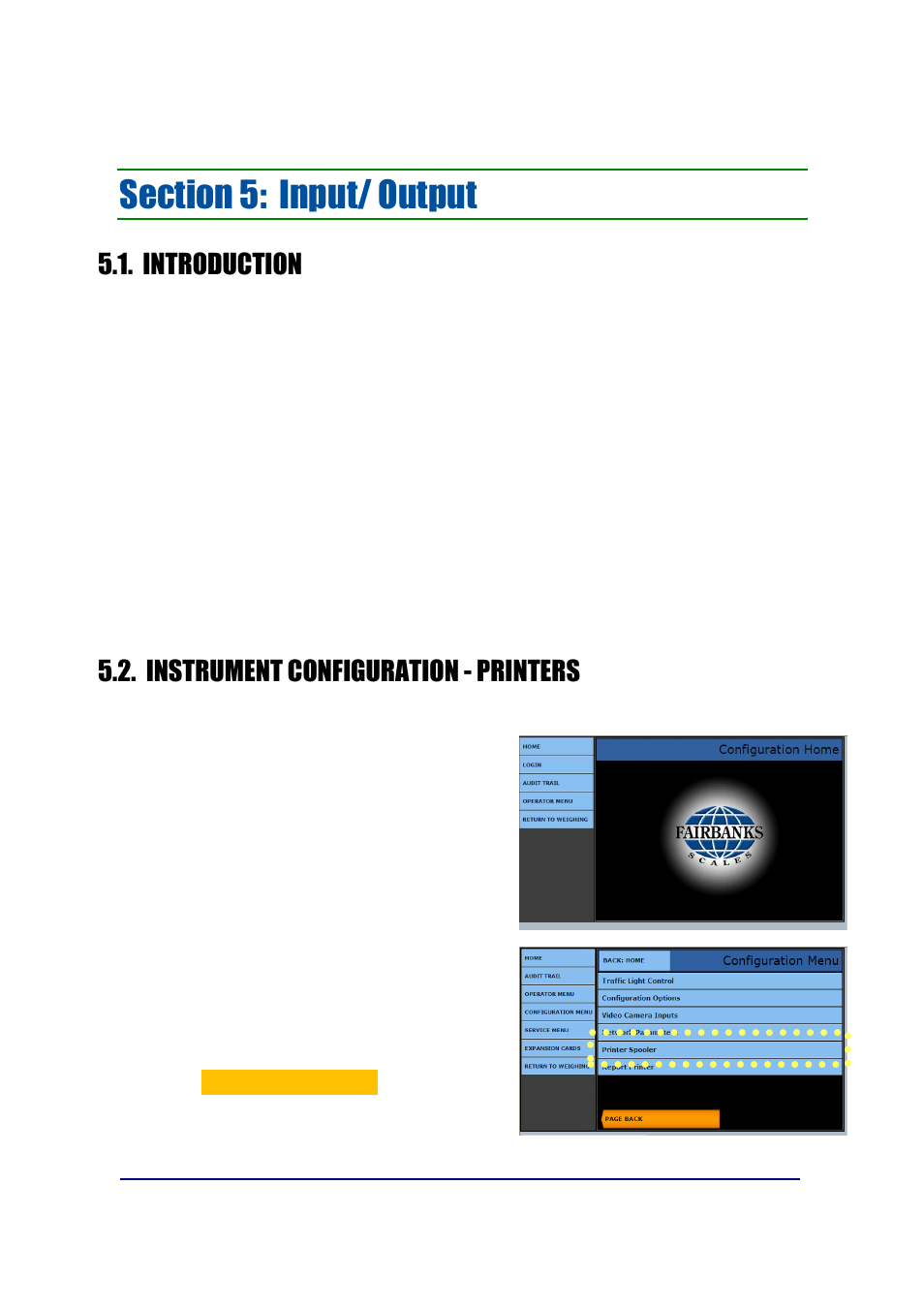 Introduction, Instrument configuration - printers | Fairbanks FB2550 SERIES User Manual | Page 57 / 186