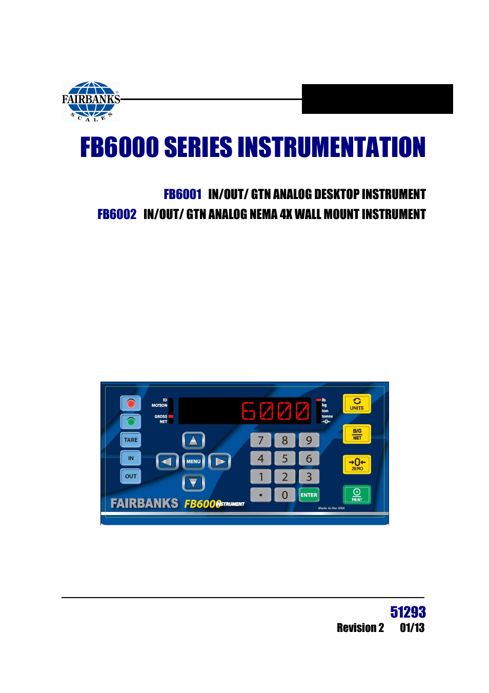 Fairbanks FB6002 INSTRUMENTATION User Manual | 83 pages