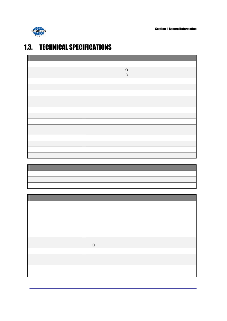 Technical specifications | Fairbanks FB6002 INSTRUMENTATION User Manual | Page 10 / 83
