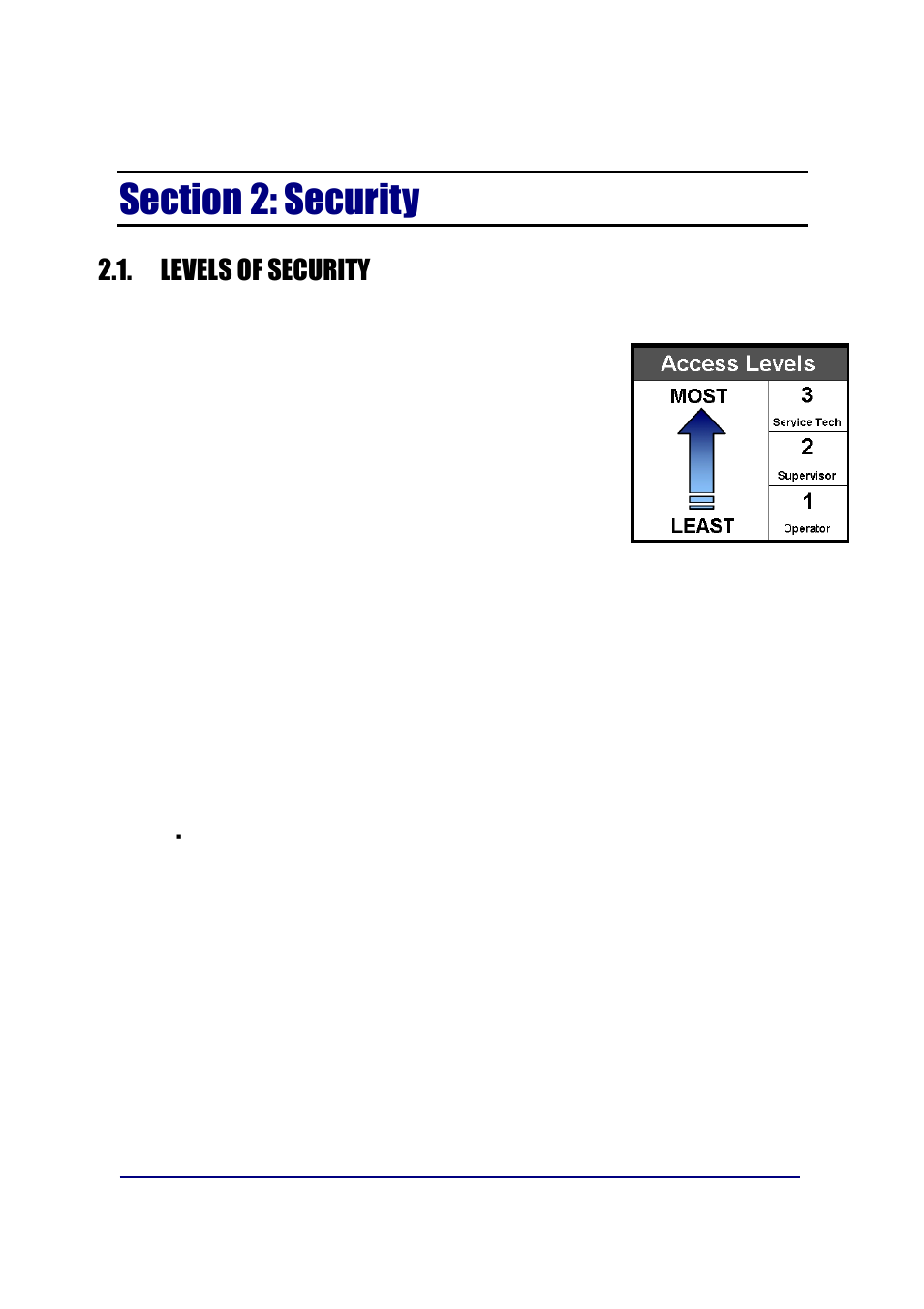 Levels of security | Fairbanks FB6002 INSTRUMENTATION User Manual | Page 13 / 83