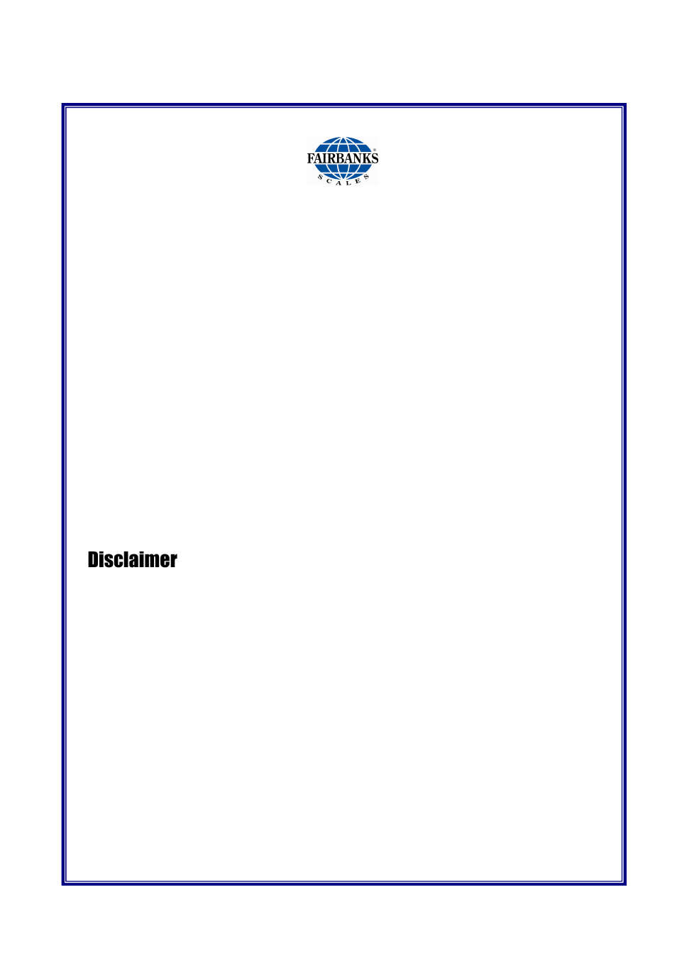 Disclaimer | Fairbanks FB6002 INSTRUMENTATION User Manual | Page 2 / 83