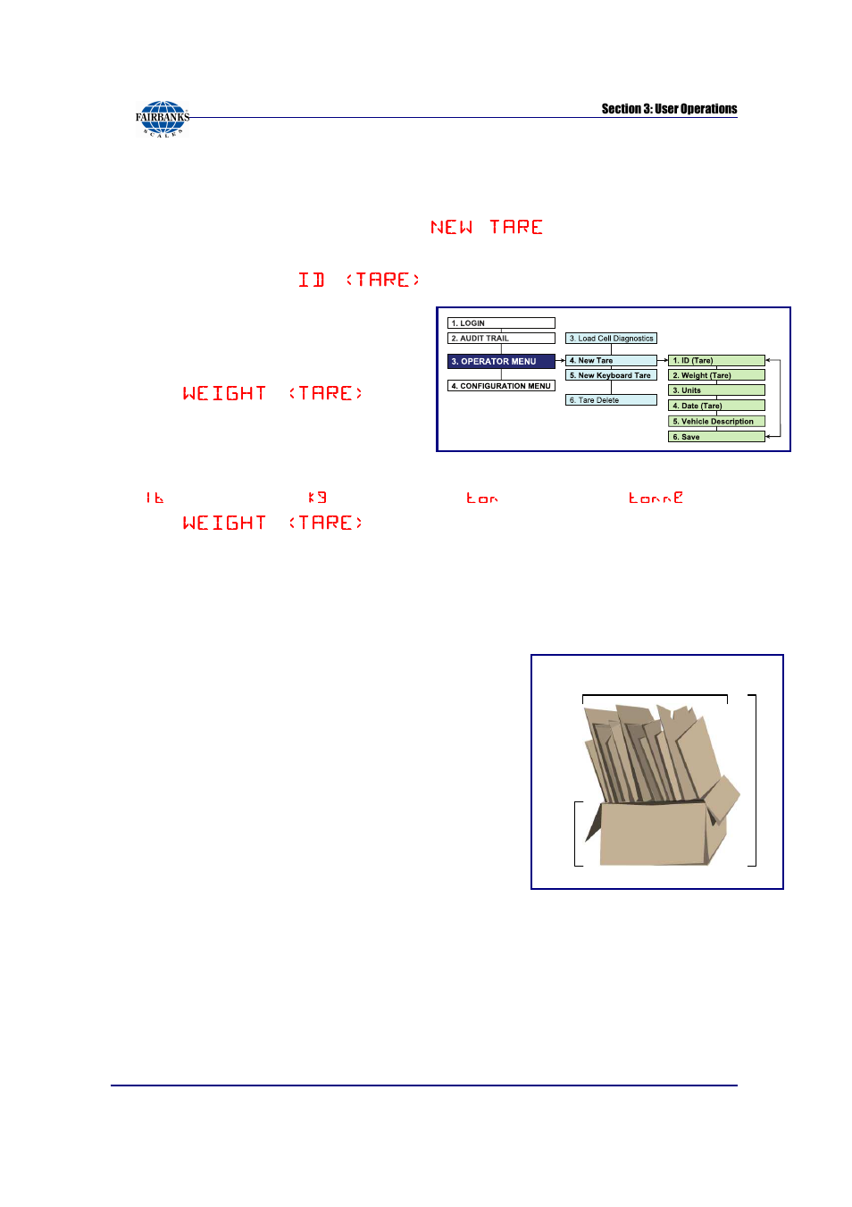 New tare, New keyboard tare | Fairbanks FB6002 INSTRUMENTATION User Manual | Page 22 / 83