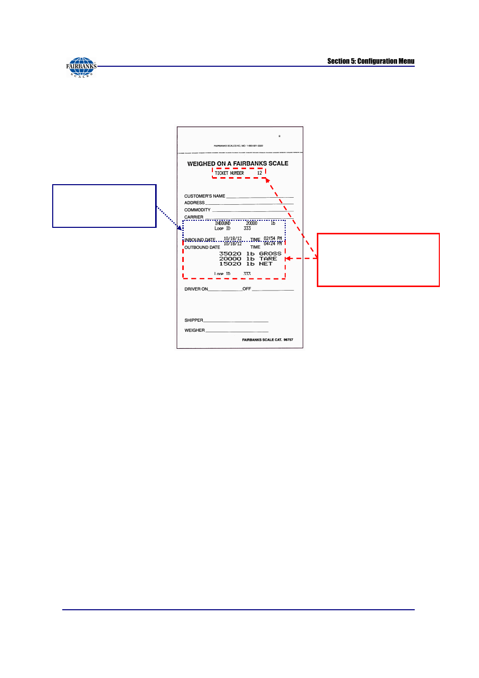 Inbound / outbound ticket format | Fairbanks FB6002 INSTRUMENTATION User Manual | Page 45 / 83